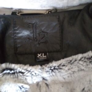 XL Leather and fur inlined coat